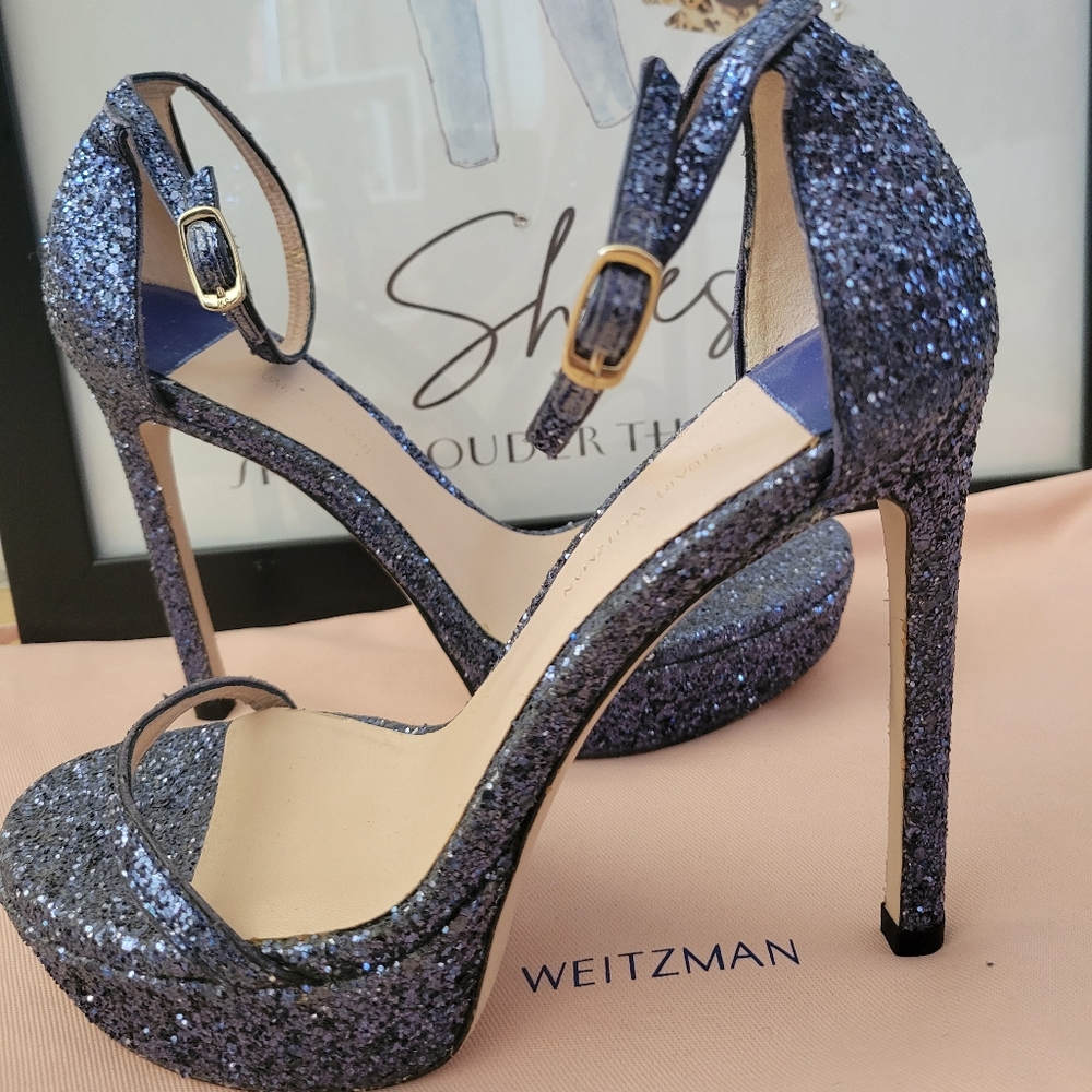 Stuart Weitzman Glitter Heels. Color Blue. Size 37.